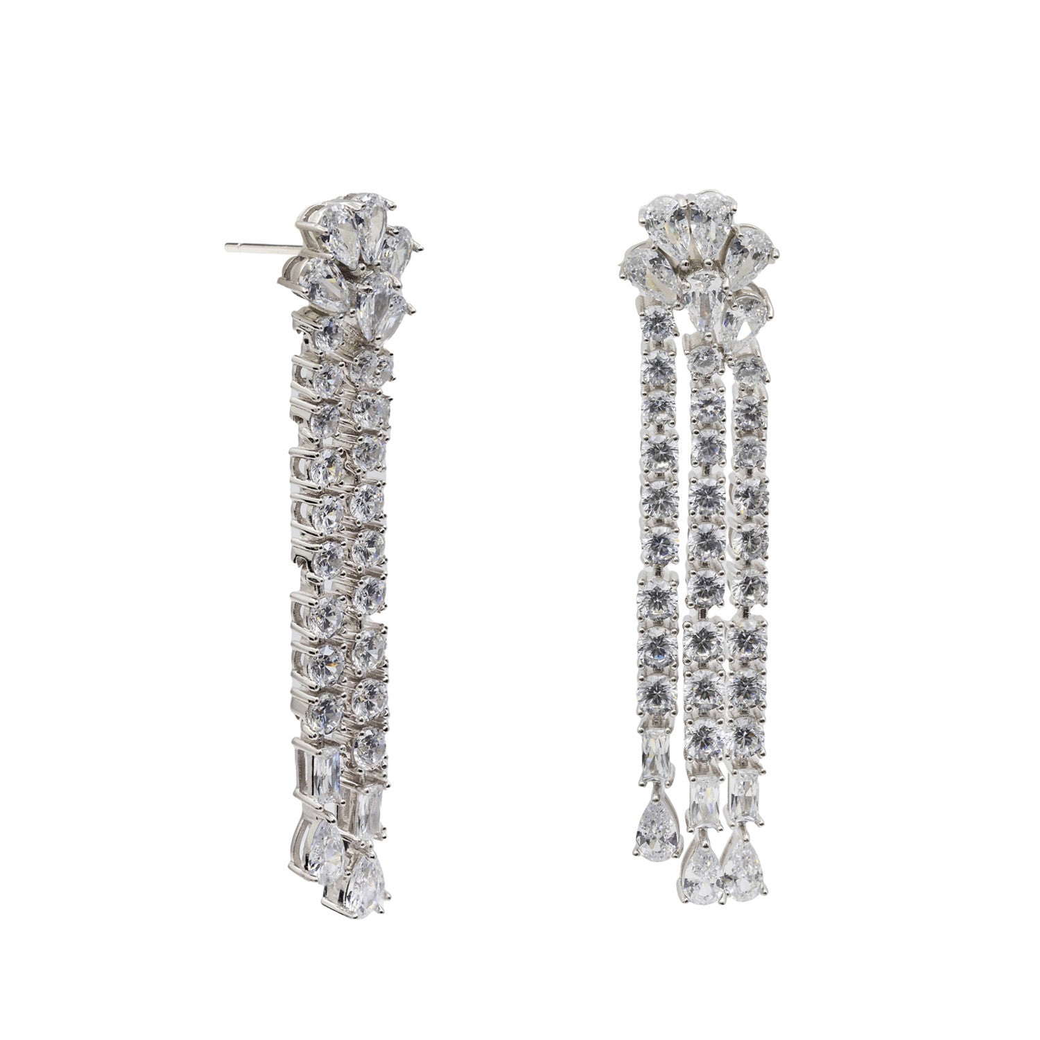 Pendientes novia diseño tres tiras estilo lámpara-LINEARGENT