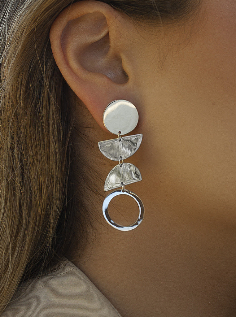 Pendientes originales de diseño círculos y semicírculos-LINEARGENT
