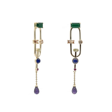 Pendientes originales de diseño vanguardista con gemas