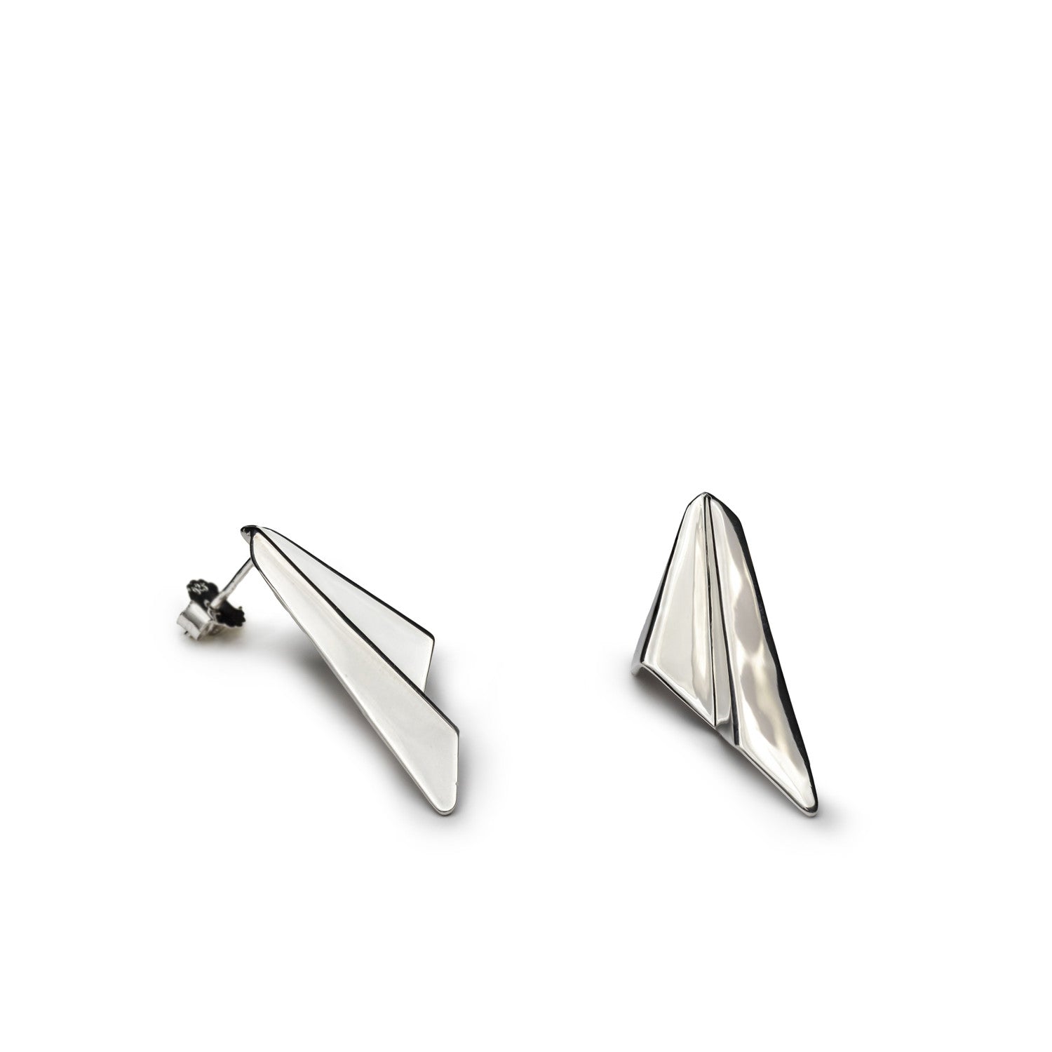 Pendientes originales de plata con diseño geométrico moderno-LINEARGENT