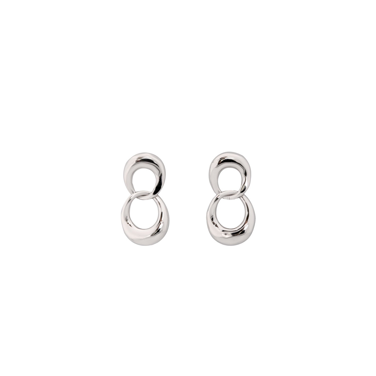 Pendientes originales de plata de eslabón doble-LINEARGENT