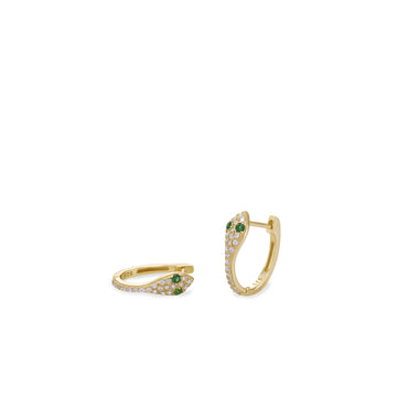 Pendientes originales de plata de silueta de serpiente con circonitas engastadas