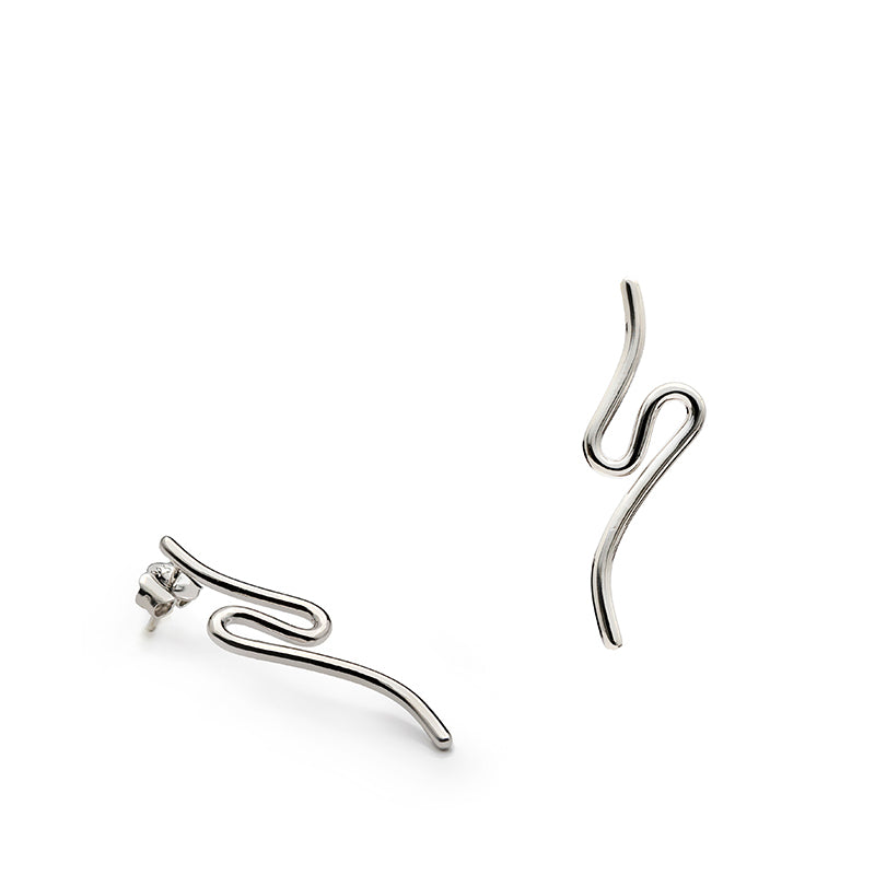 Pendientes originales de plata diseño fino irregular-LINEARGENT