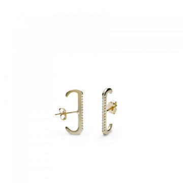 Pendientes originales de plata diseño gancho con banda lineal de circonita