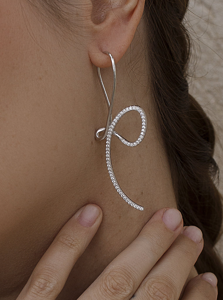 Pendientes originales de plata diseño moderno entrelezado-LINEARGENT