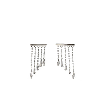 Pendientes originales de plata estilo cortina con circonitas