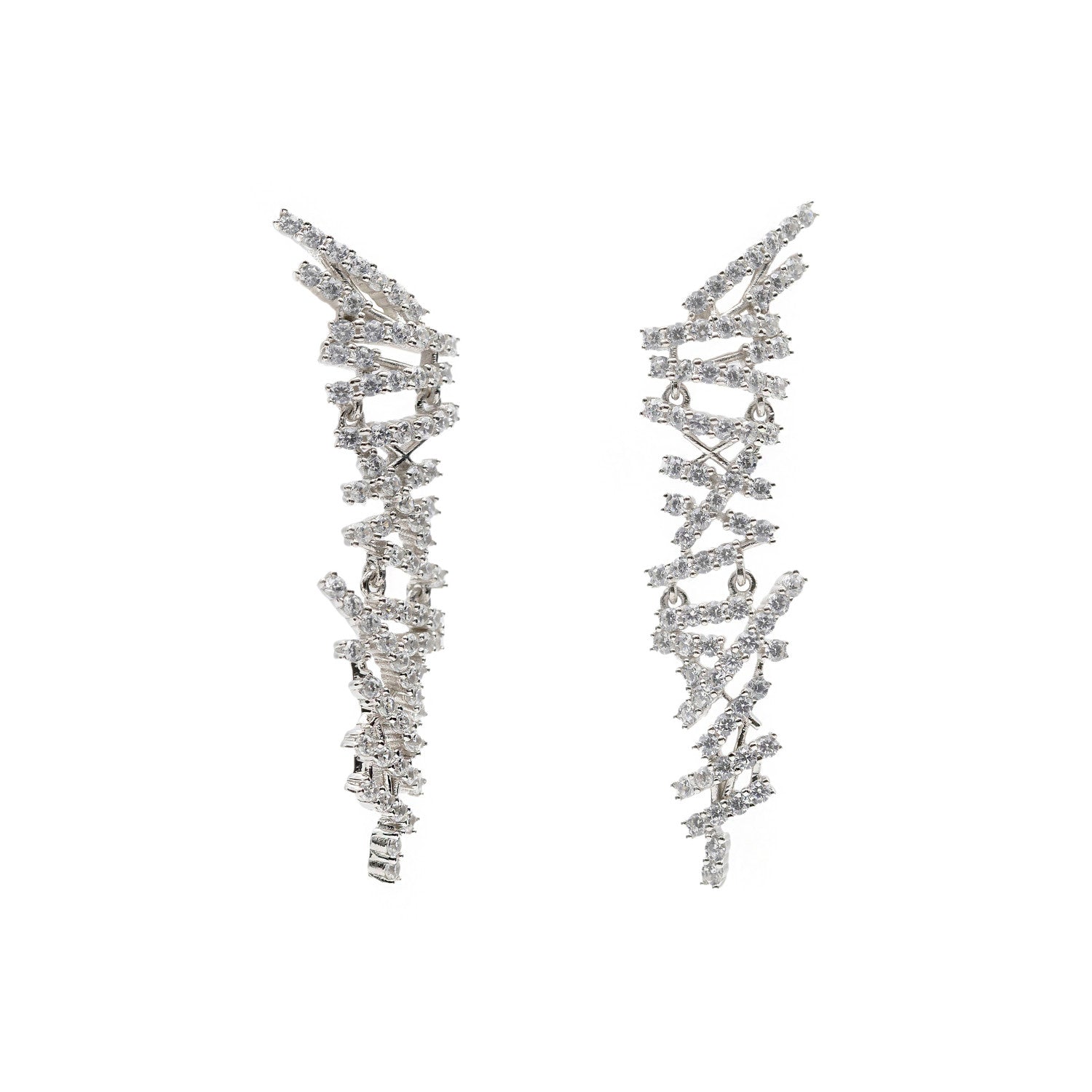 Pendientes originales diseño chaos con circonitas-LINEARGENT