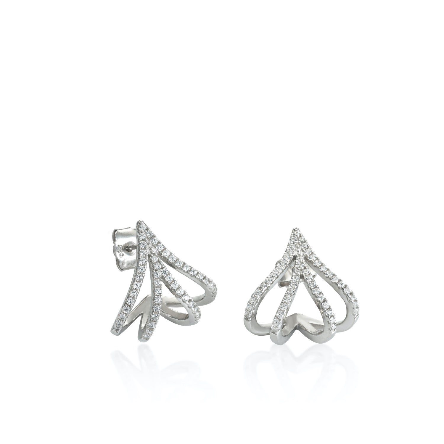 Pendientes originales diseño cuatro carriles con circonitas