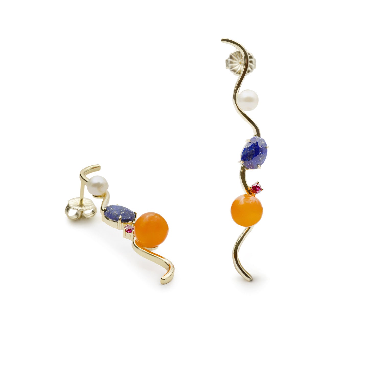 Pendientes originales diseño ondulado tonos vibrantes-LINEARGENT