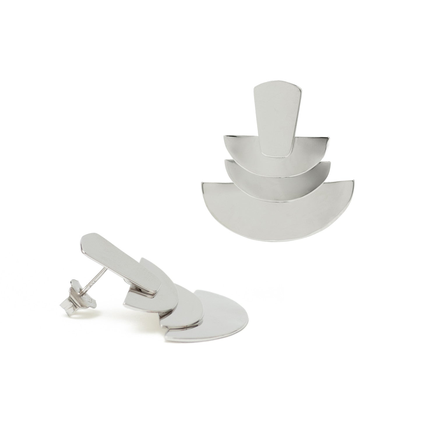 Pendientes originales diseño triple semicírculo-LINEARGENT