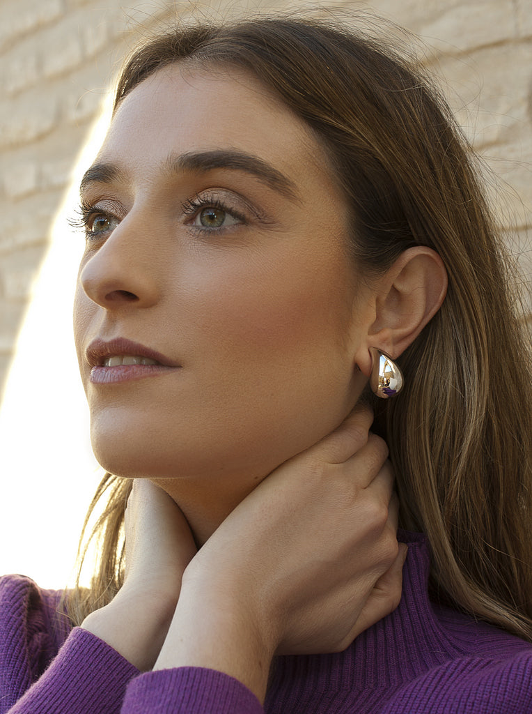 Pendientes originales en forma de gota en plata
