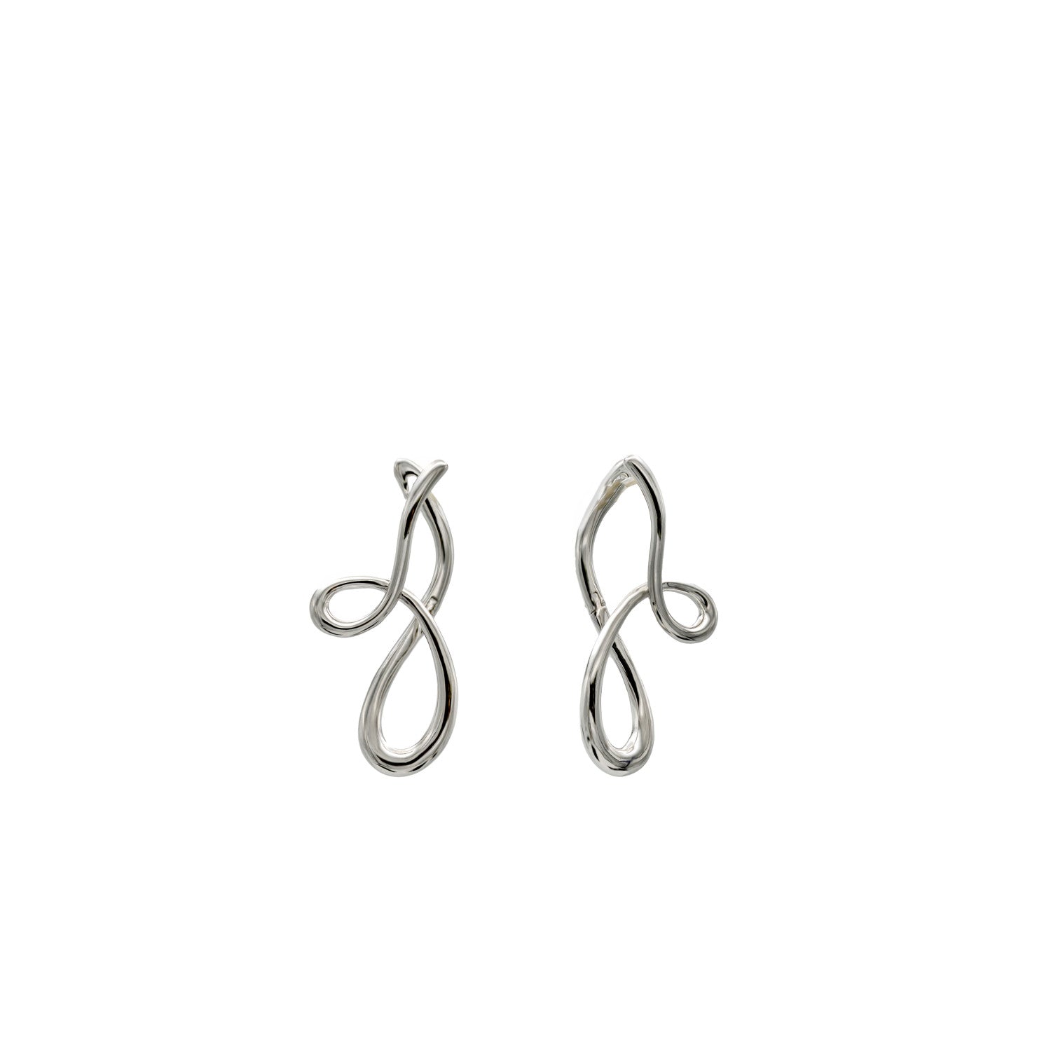 Pendientes originales en plata estilo liquido entrelazado-LINEARGENT