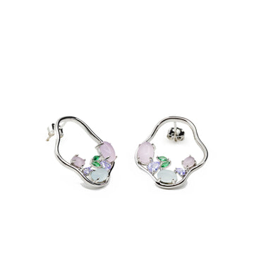 Pendientes originales estilo aro irregular con gemas