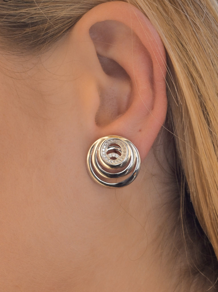 Pendientes originales estilo caracola con circonitas-LINEARGENT