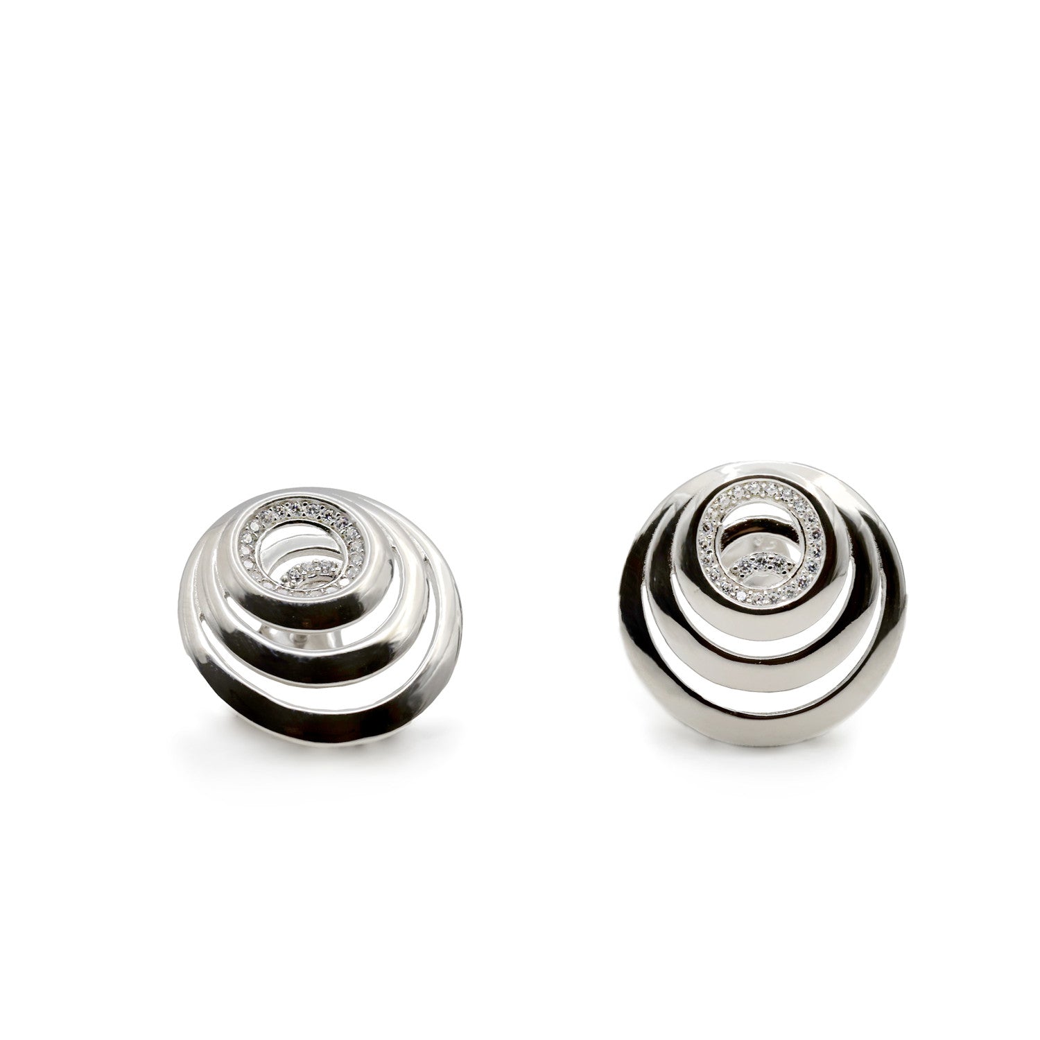 Pendientes originales estilo caracola con circonitas-LINEARGENT
