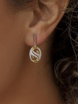 earrings small silver pendants two tone pink with zirconias