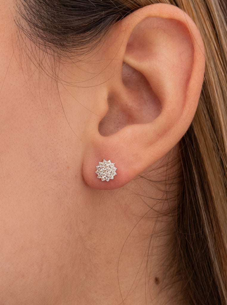 Pendientes pequeños con circonitas inspiracion natura-LINEARGENT