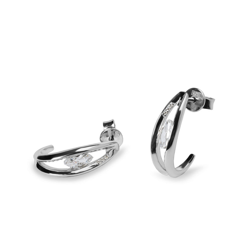Pendientes pequeños de plata con circonita talla marquesa
