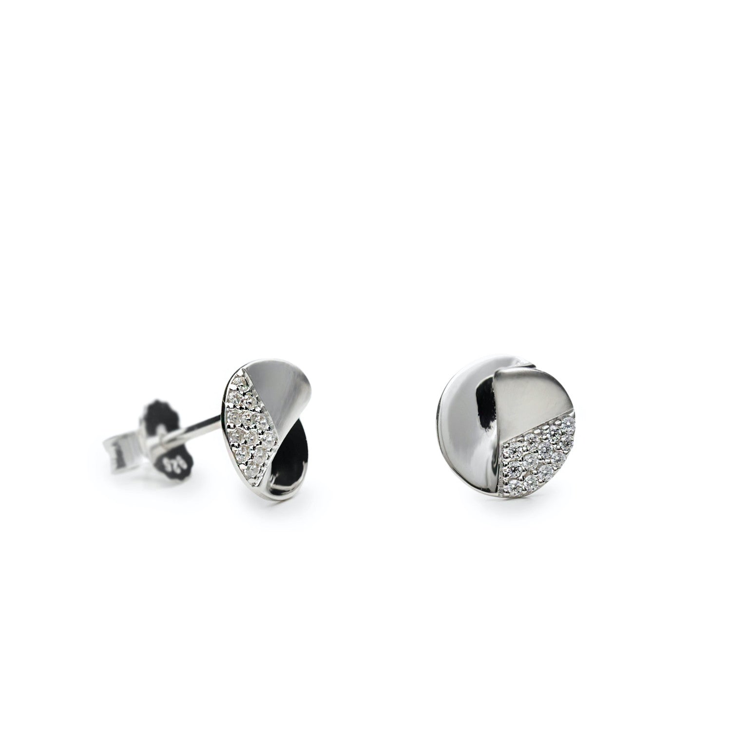 earrings small silver earrings with volume and zirconia