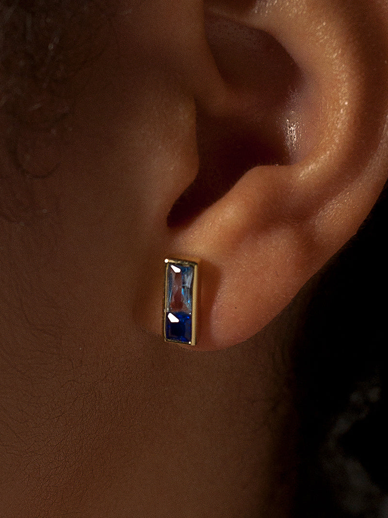 Pendientes pequeños de plata diseño tonos azules-LINEARGENT