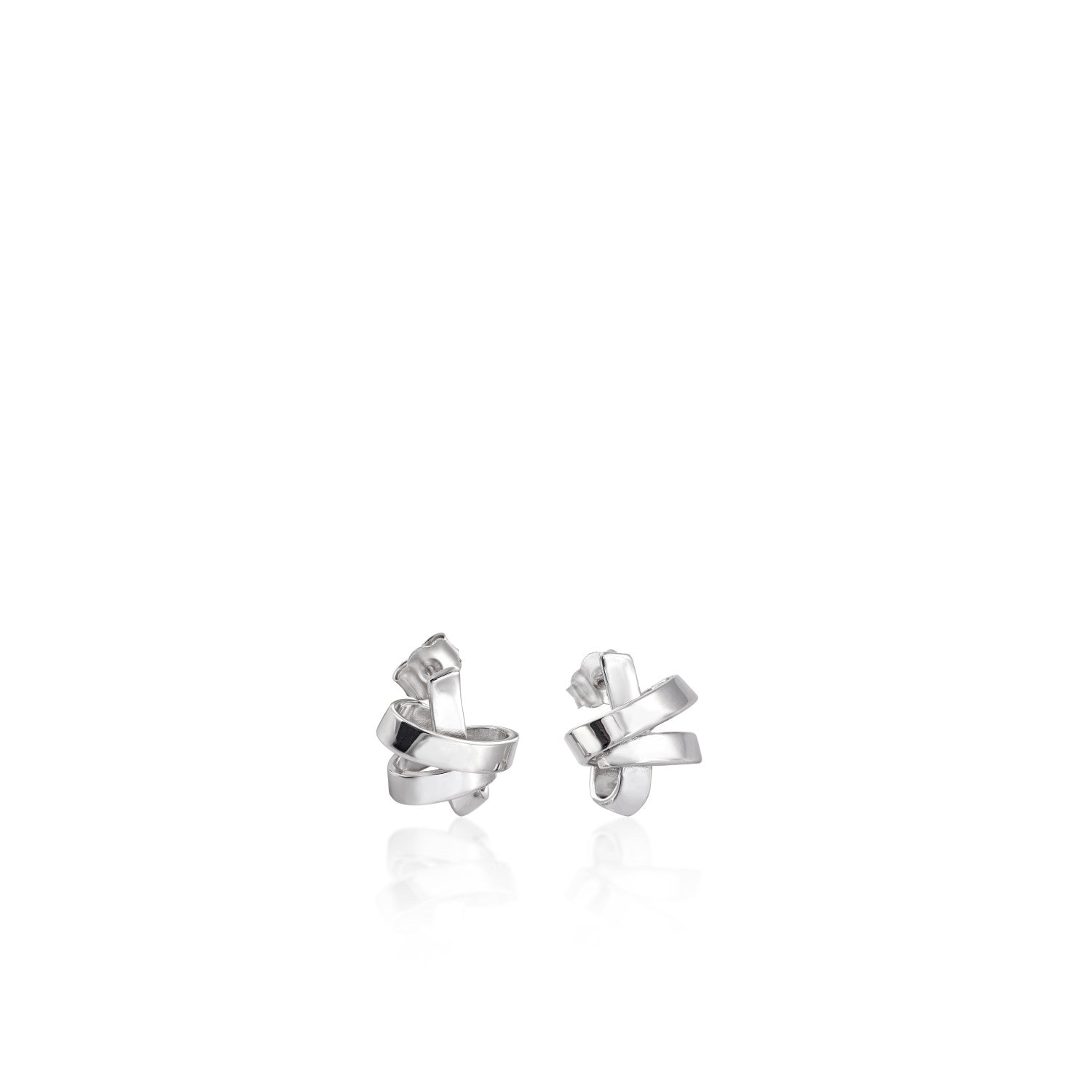 Pendientes pequeños en forma de nudo y plata-LINEARGENT