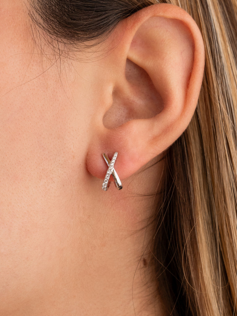 earrings small cross shape with zirconia
