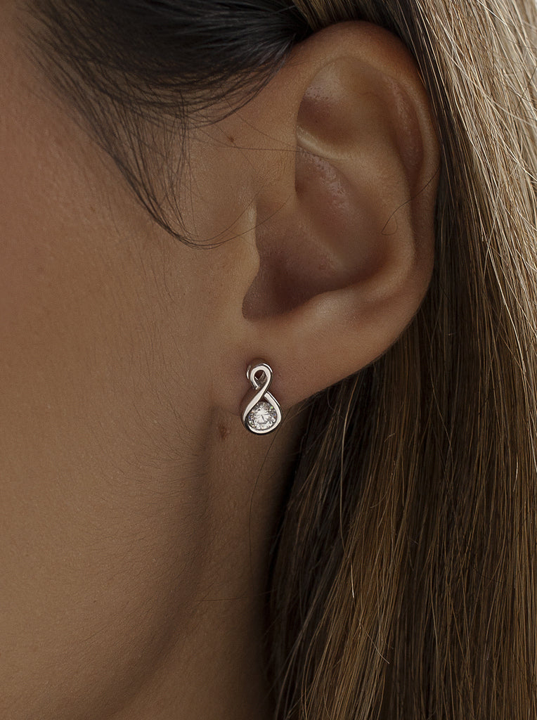 earrings small bow shape with zirconias