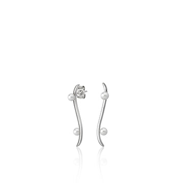 Pendientes perlas de plata diseño perla en extremos