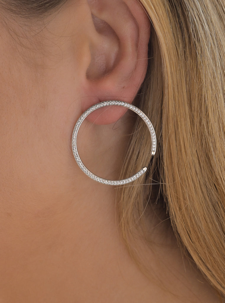 Pendientes semicirculo con circonita-LINEARGENT