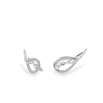 Pendientes trepadores de plata con circonitas diseño lineal
