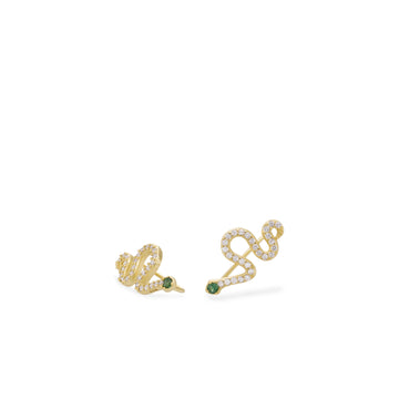 Pendientes trepadores de plata figura de serpiente zig zag