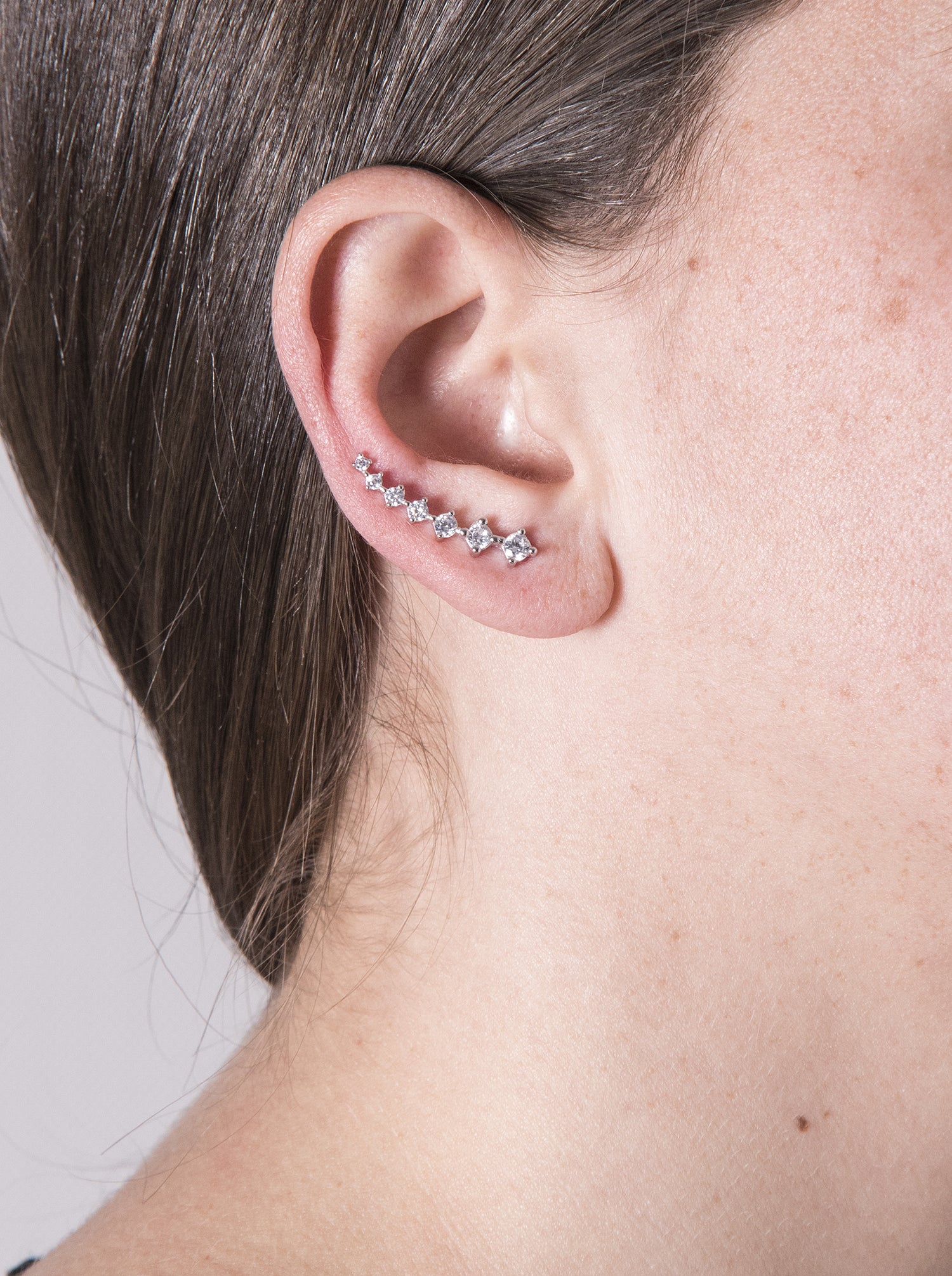Boucles d'oreilles grimpeurs de argent femme design avec zircons
