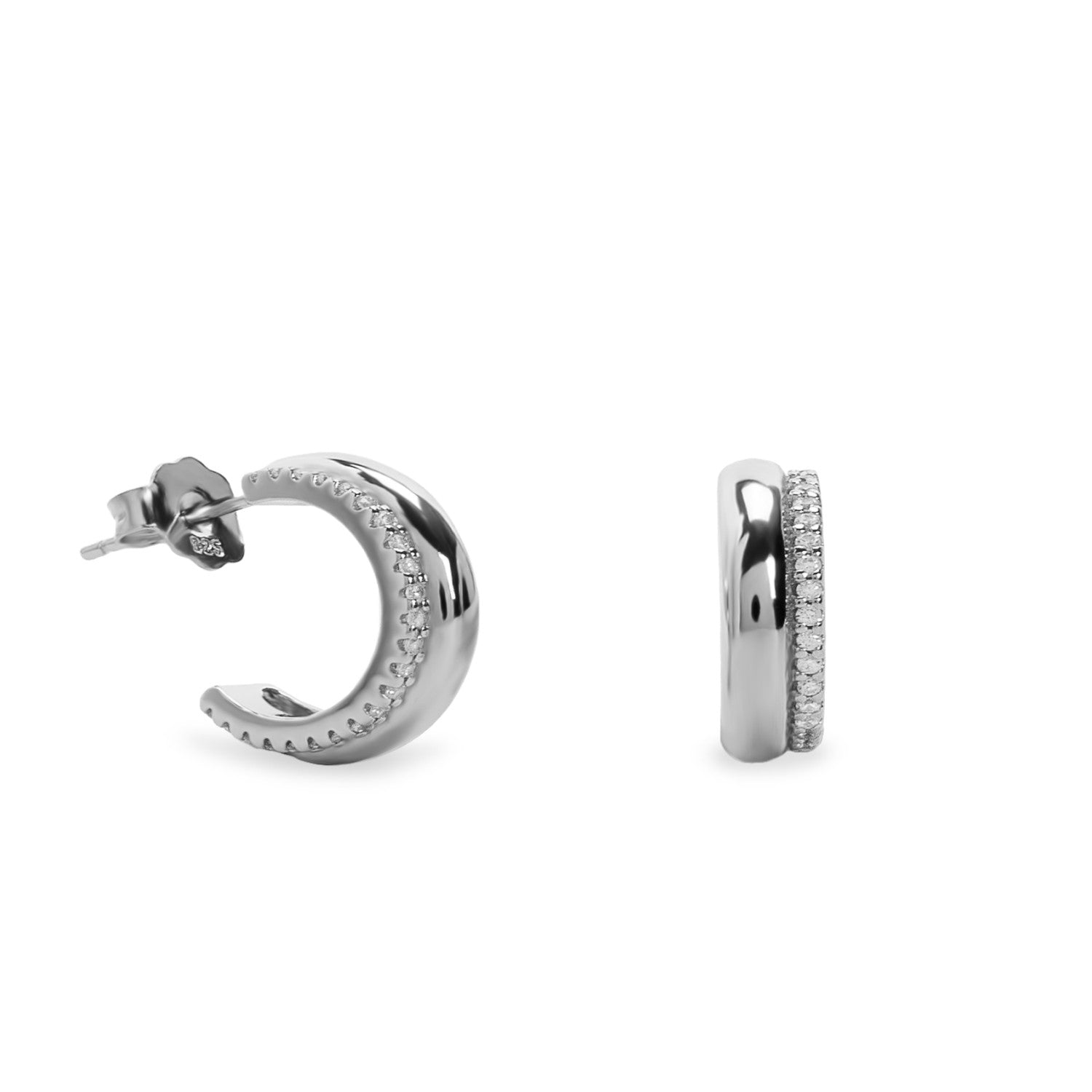 Penidents hoop silver double with zirconias