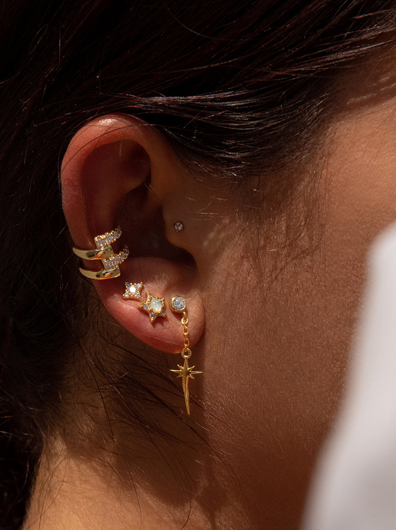 Piercing con colgante de plata diseño charm destello-LINEARGENT