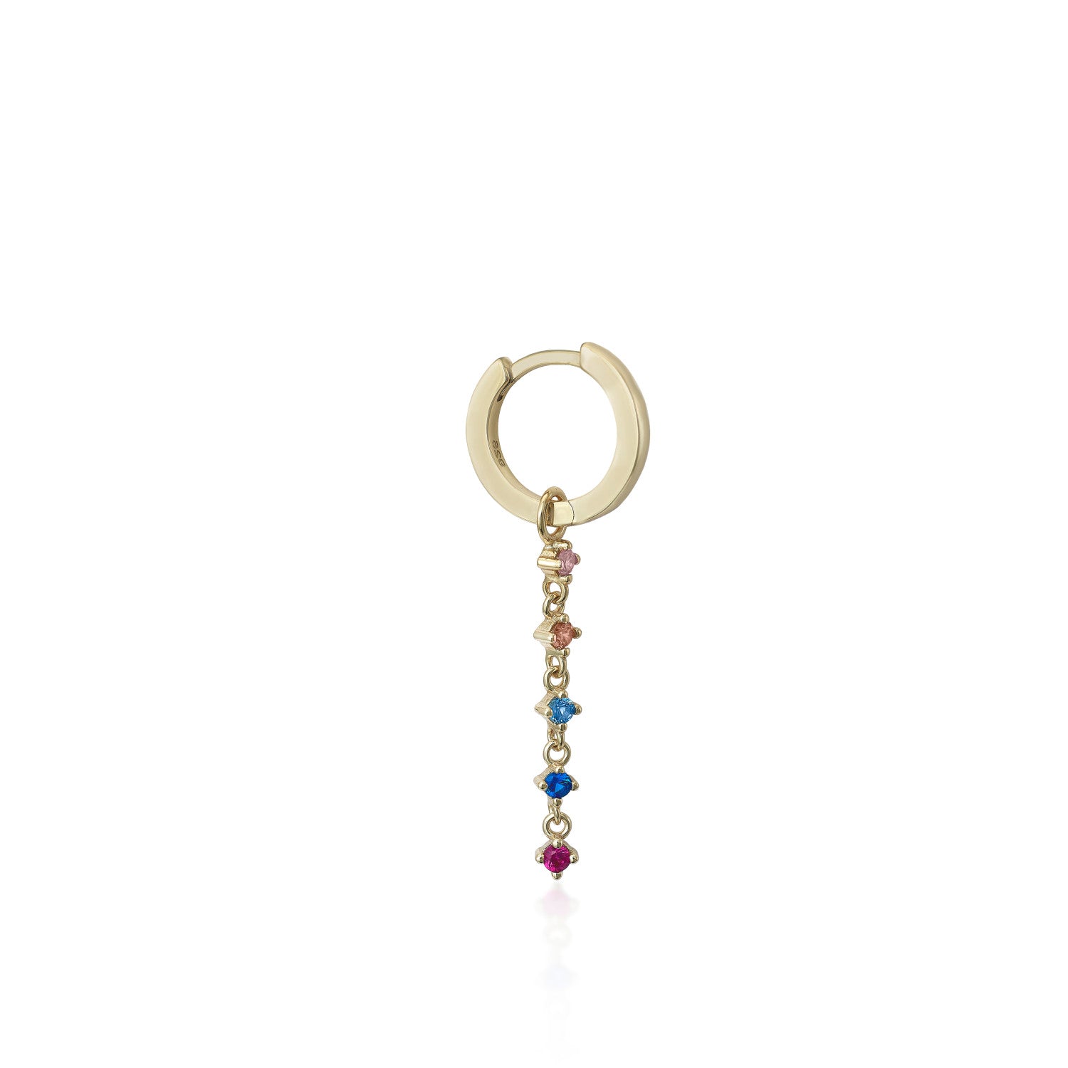 Piercing con colgante estilo aro con gemas multicolor-LINEARGENT