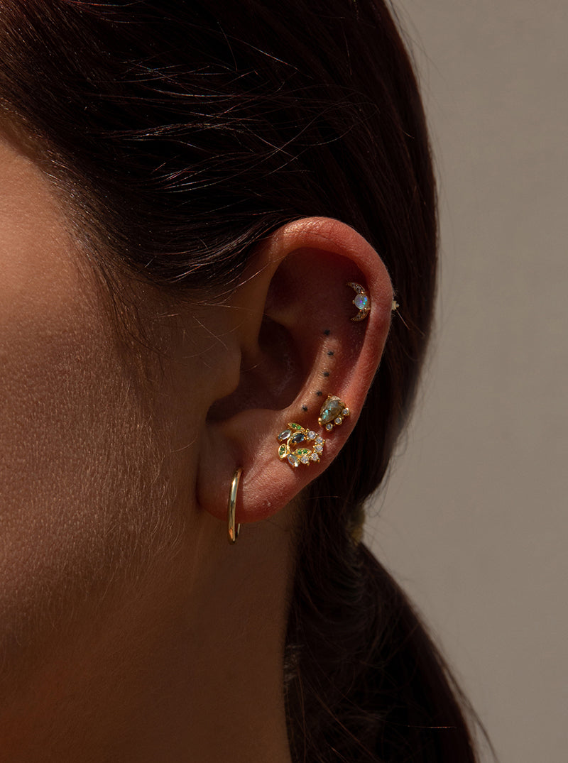 Piercing con piedras de colores diseño floral-LINEARGENT