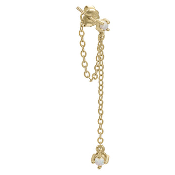 Piercing de plata bañada en oro diseño cadena y ópalos