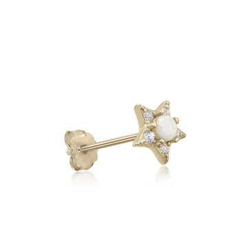 Piercing de plata bañado en dorado diseño estrella ópalo con circonitas