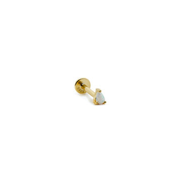 Piercing de plata bañado en oro con piedra ópalo en forma de pera