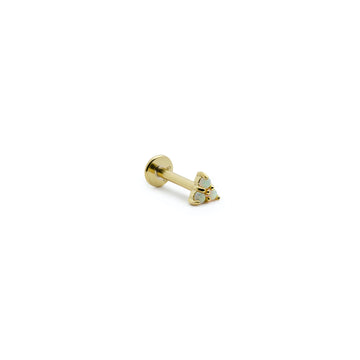 Piercing de plata bañado en oro con piedra ópalo triangular