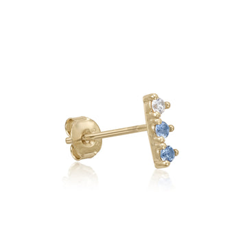 Piercing de plata baño dorado diseño 3 circonitas