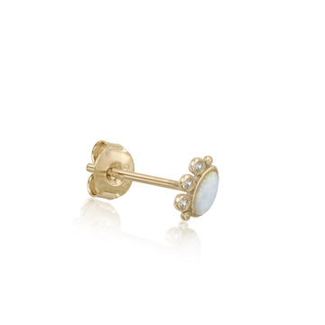 Piercing de plata baño dorado diseño ópalo ovalado y circonitas