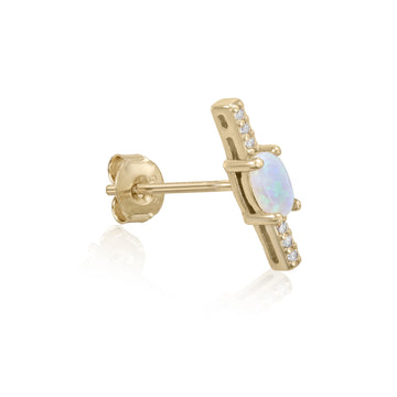 Piercing de plata baño dorado ópalo central y circonitas