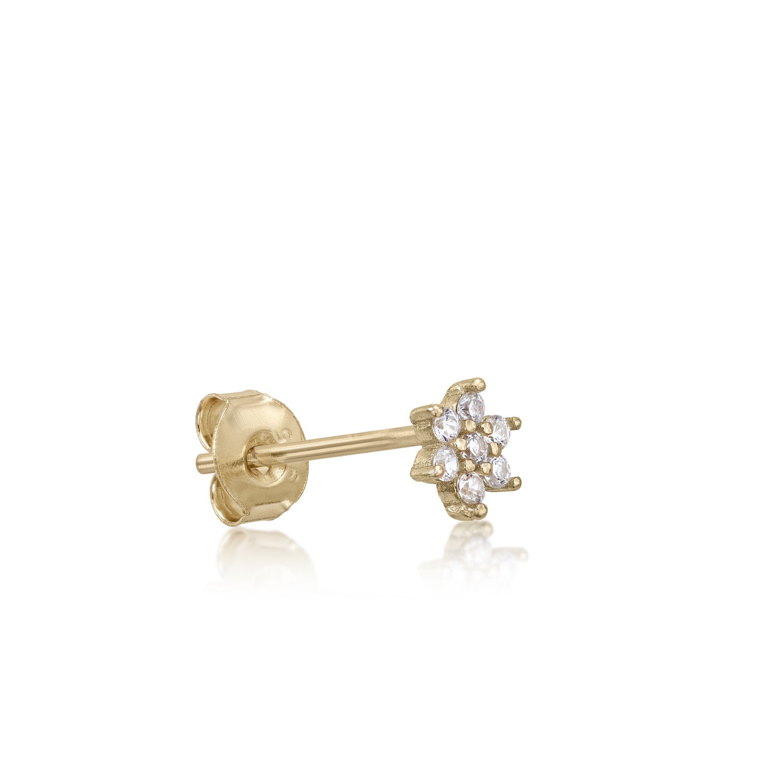 Piercing de plata con circonita en forma de flor-LINEARGENT