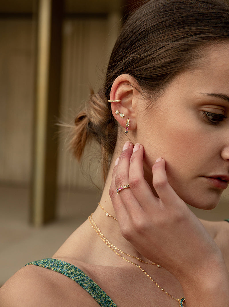 Piercing de plata con circonitas y piedras semipreciosas-LINEARGENT