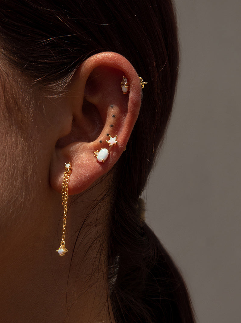 Piercing de plata con forma de estrella y nácar-LINEARGENT