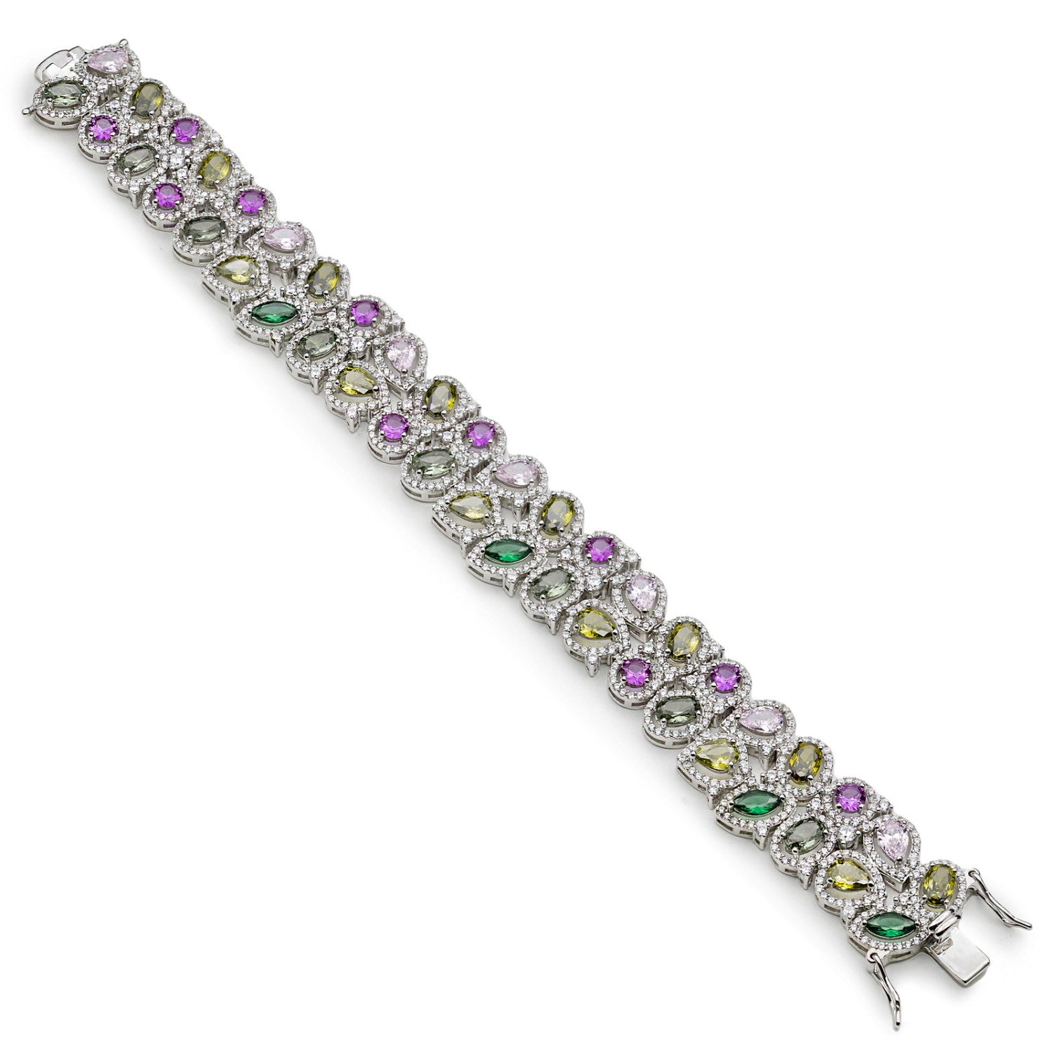 bracelet avec pierres multicolore dans des tonalités chauds et zirconsLINEARGENT