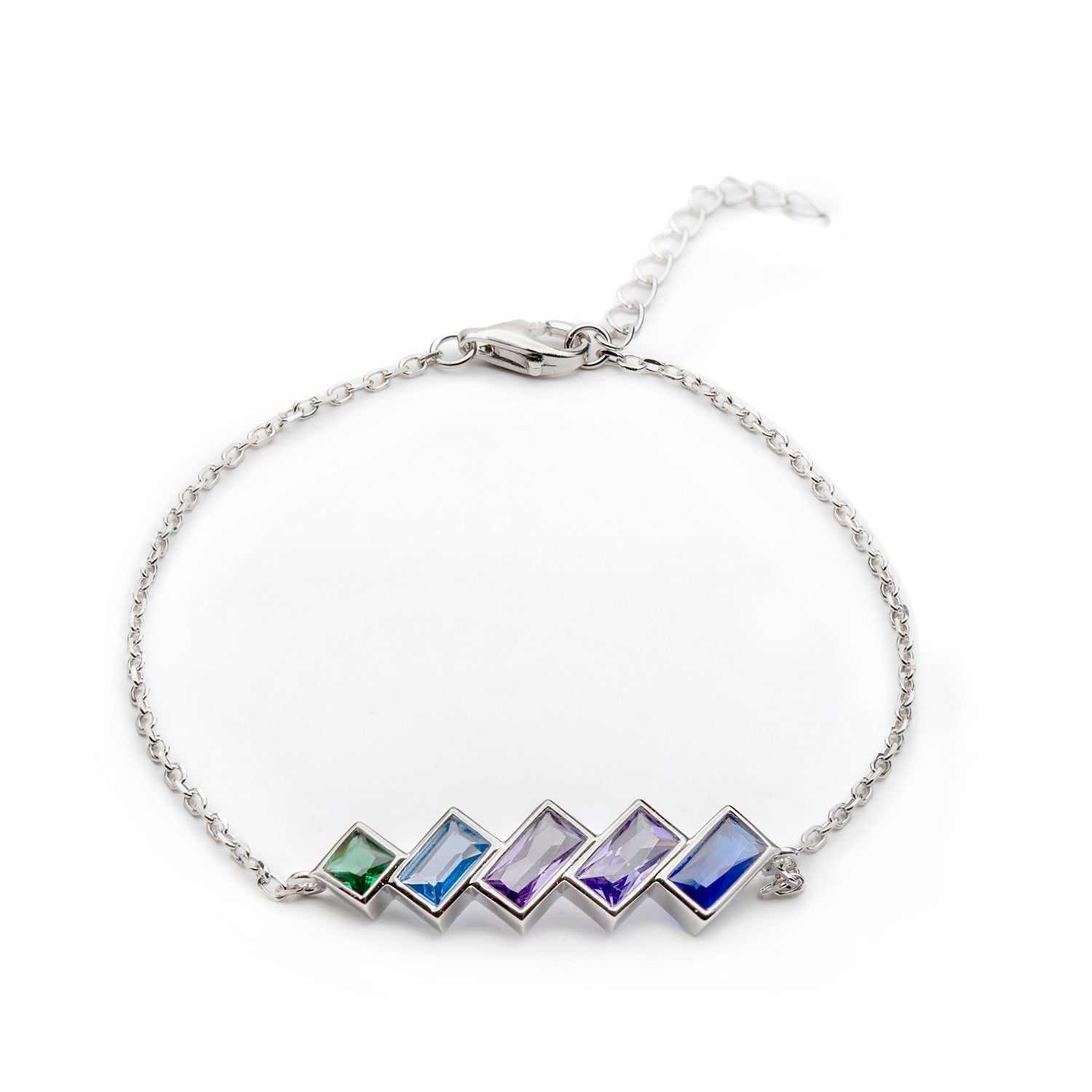 Pulsera con piedras tono azul estilo geométrico-LINEARGENT