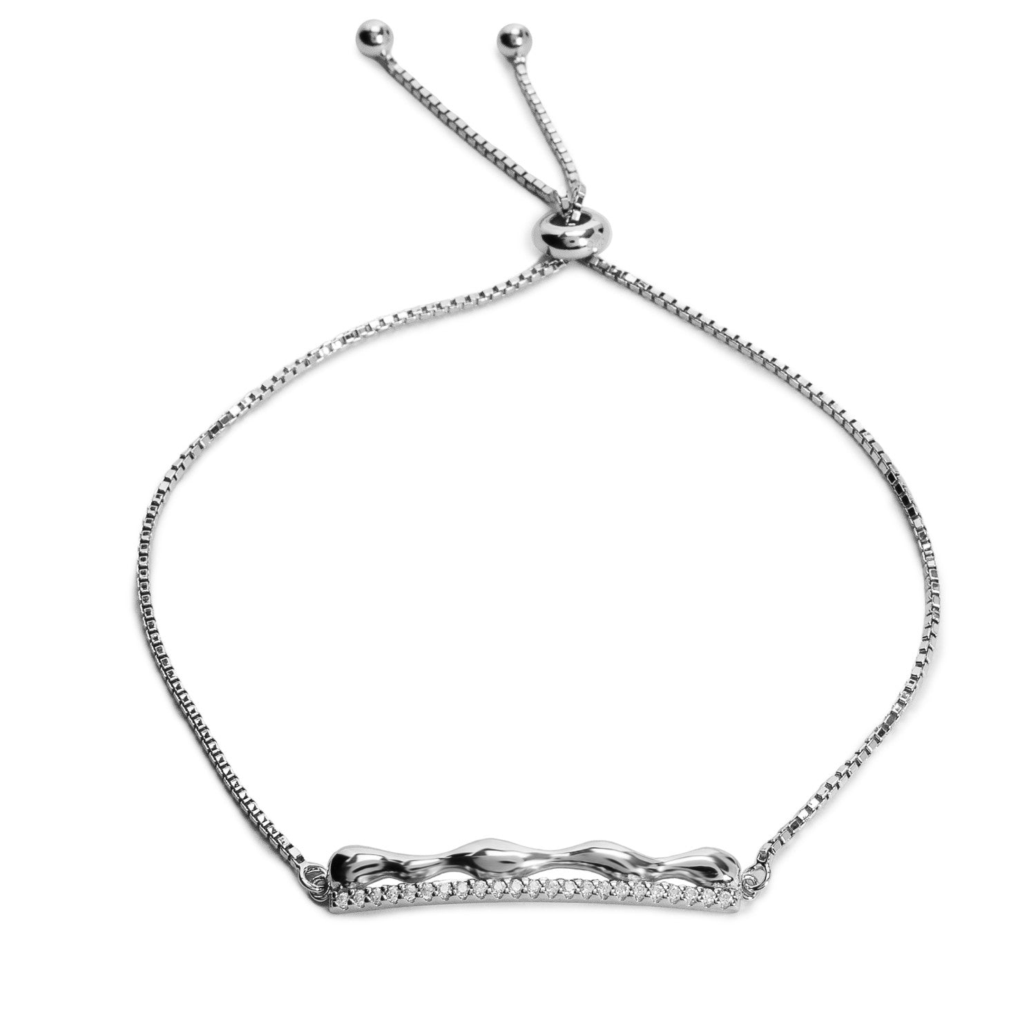 bracelet irregular silver double with zirconias