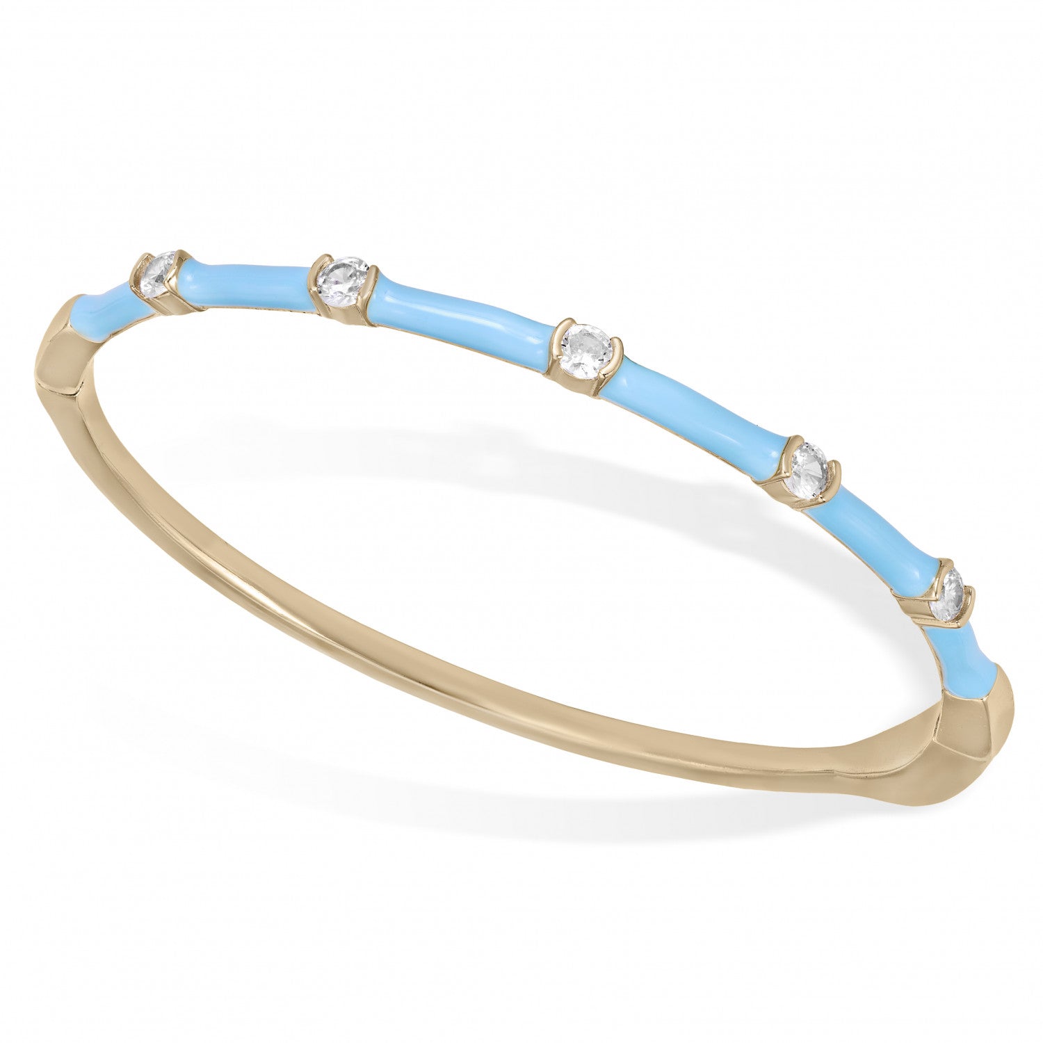 Pulsera esclava de plata con detalle intercalado de esmalte azul y circonita-LINEARGENT